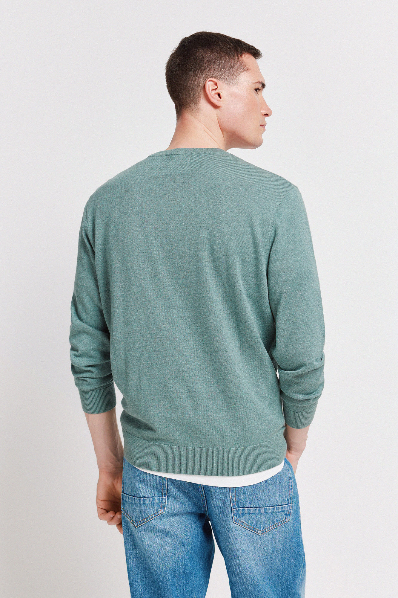 Springfield Su&eacute;ter b&aacute;sico cuello en pico logo Springfield turquesa