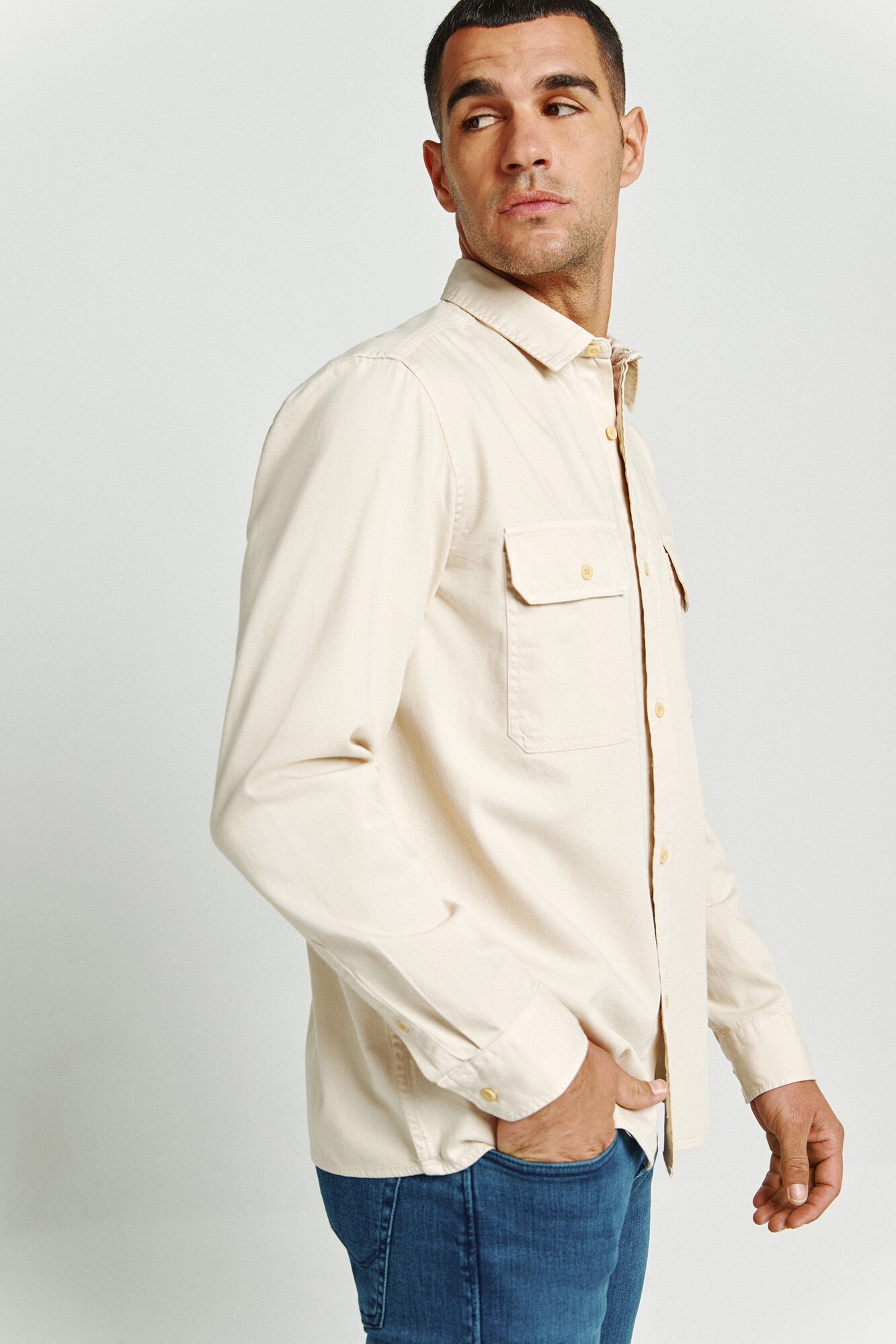 Jack & Jones Camisa de sarga regular fit gris