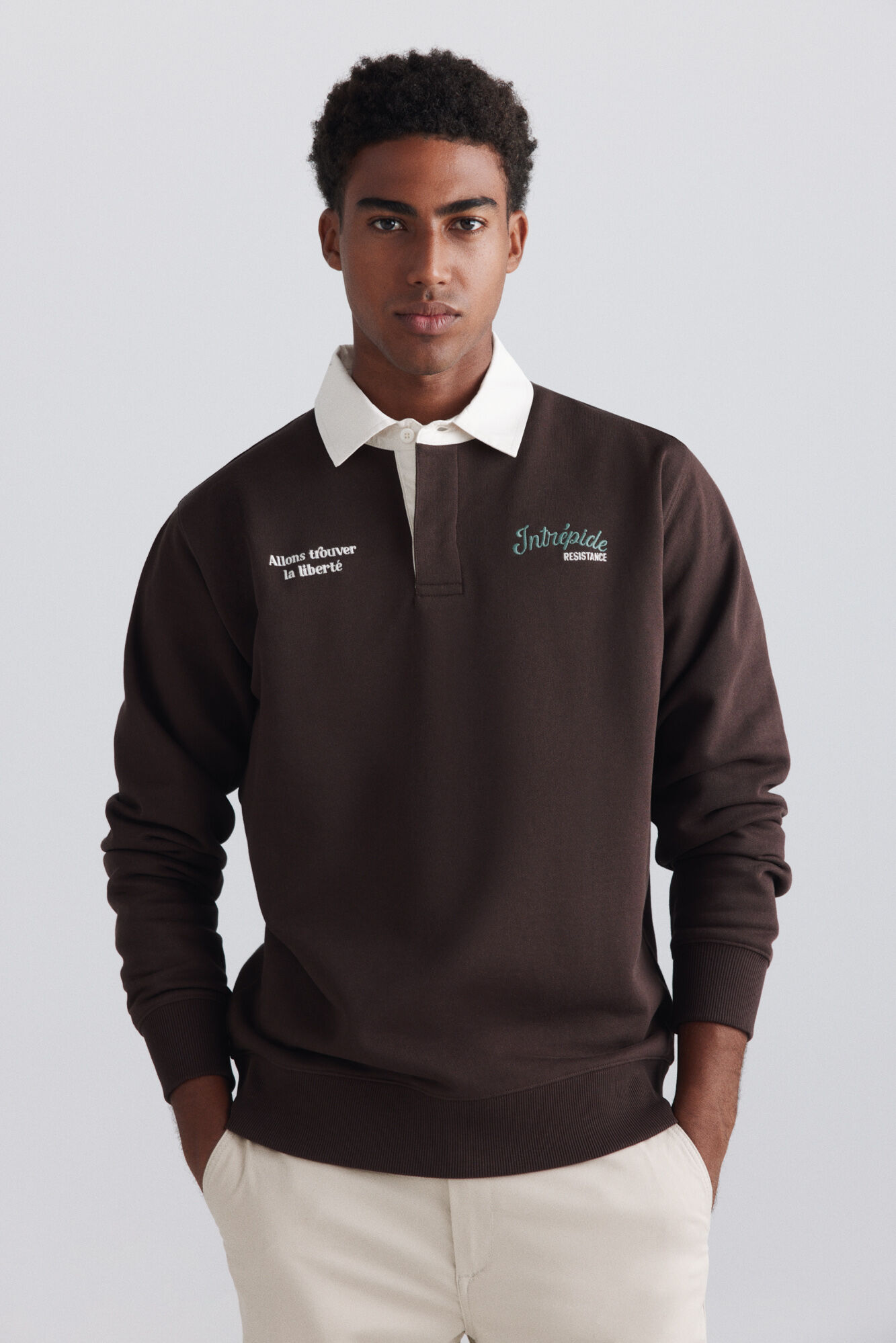 Springfield Sudadera rugby intrepide caf&eacute;