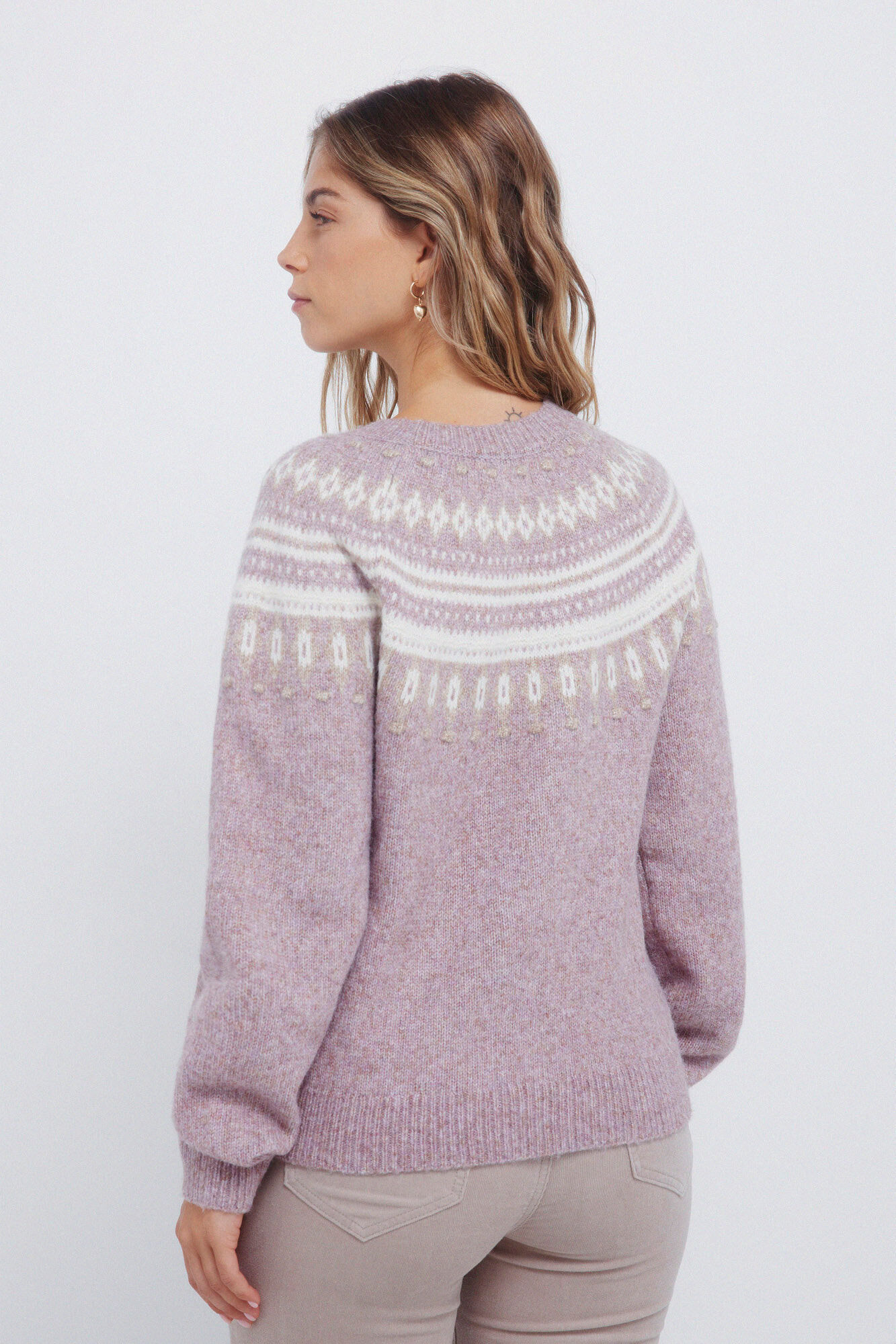 Springfield Jersey con cenefas de jacquard morado/lila