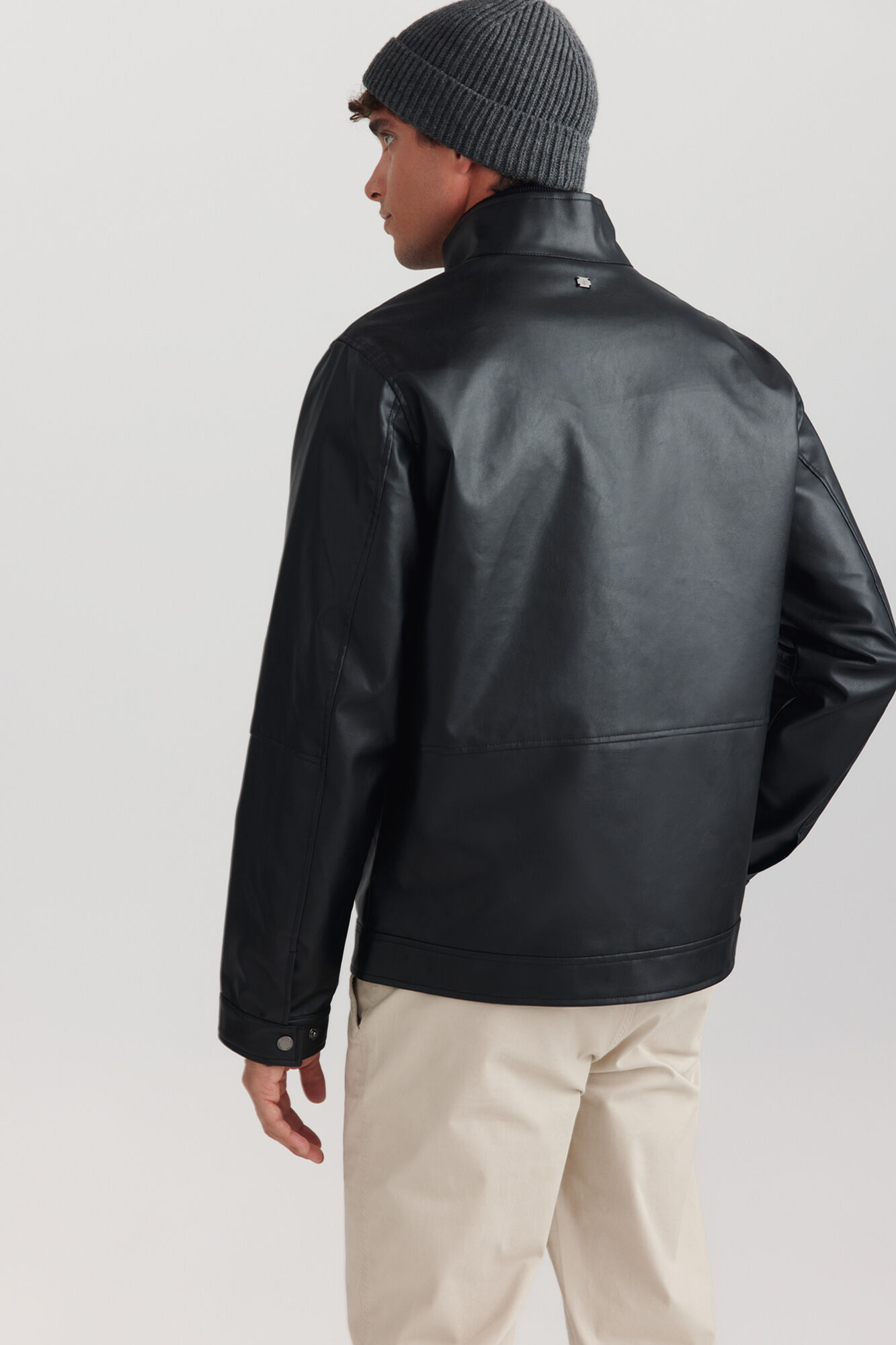 Springfield Chamarra efecto piel negro