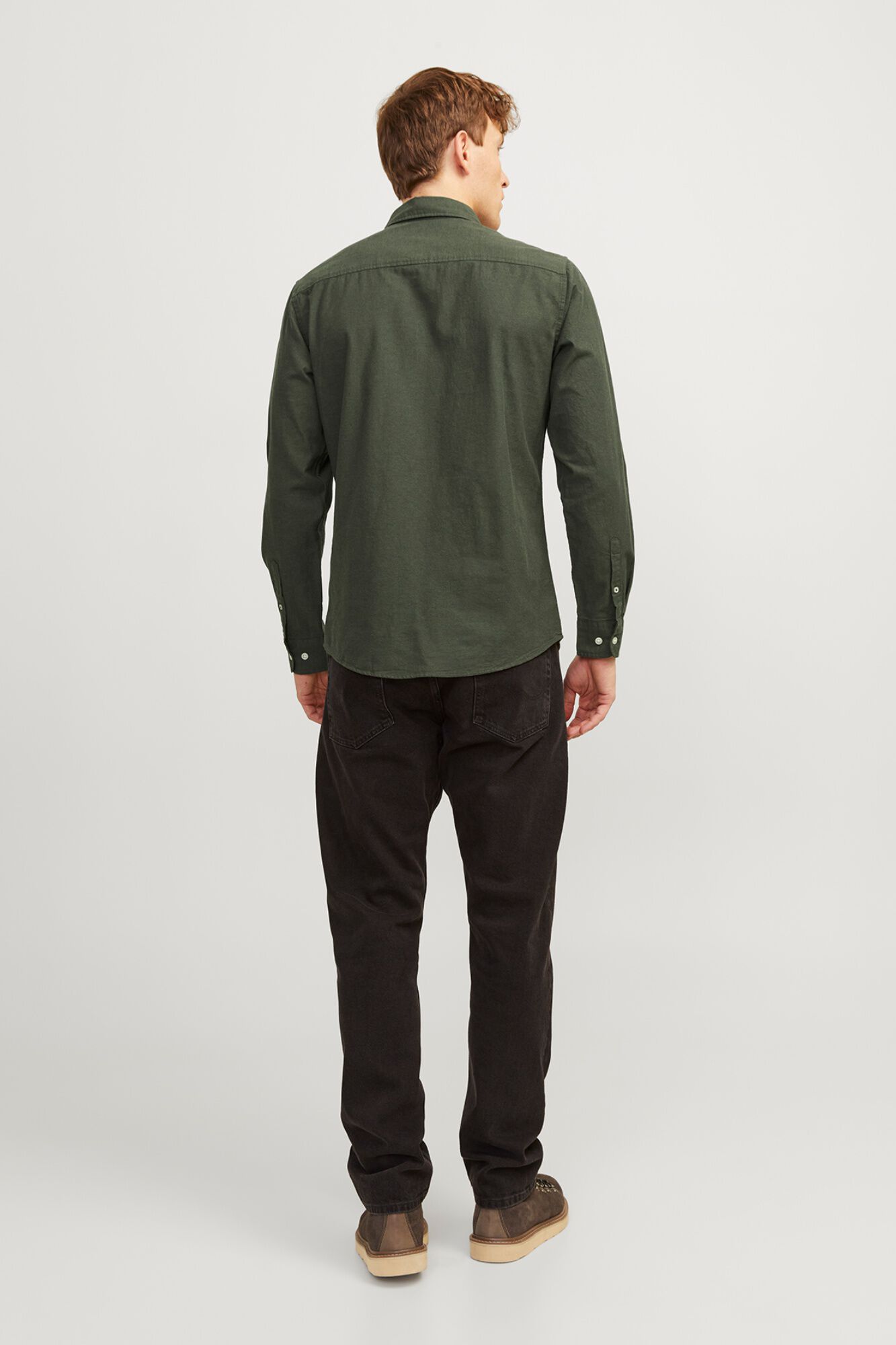 Jack & Jones Camisa oxford de algod&oacute;n verde