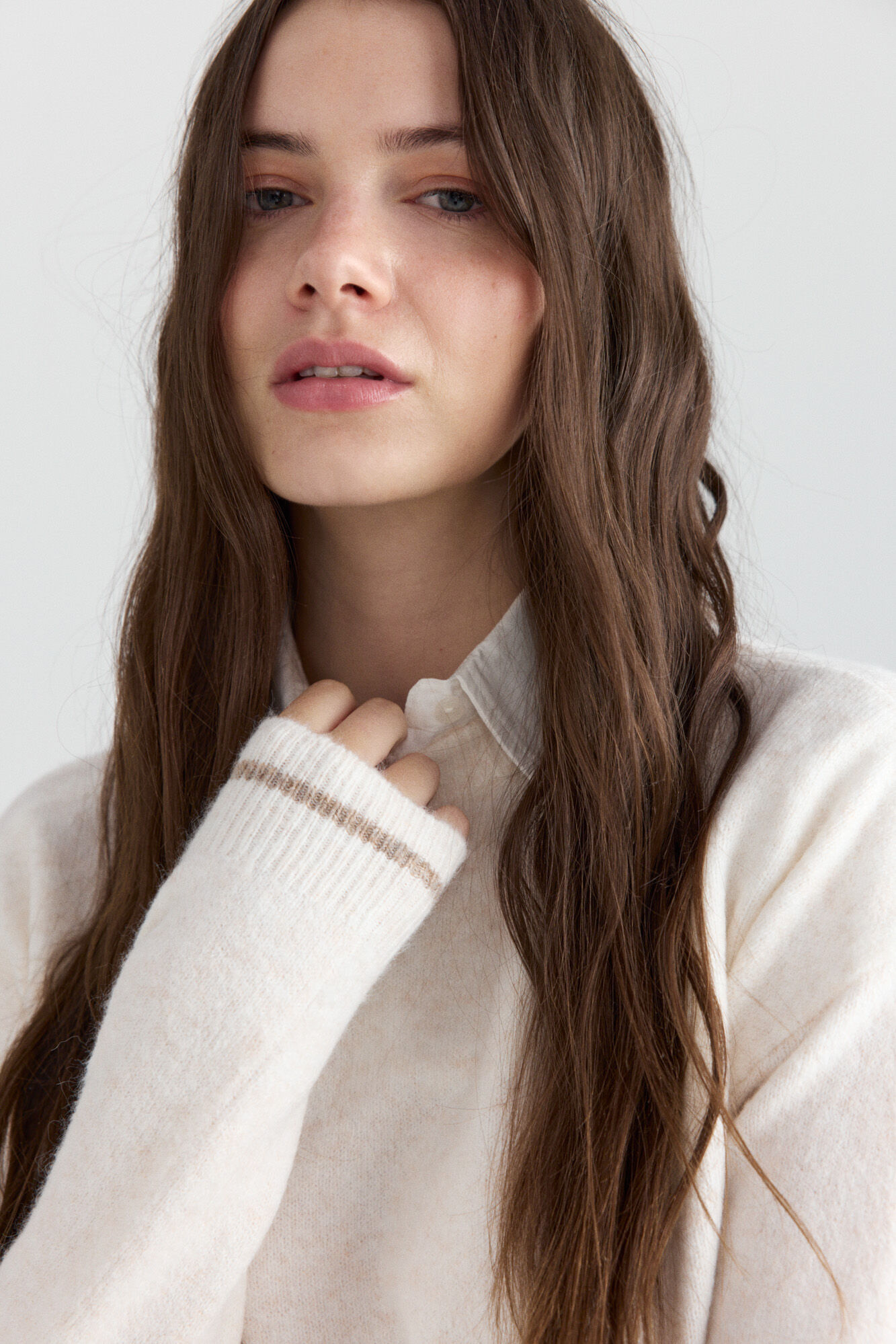 Springfield Su&eacute;ter bimateria camisero beige