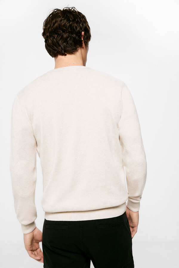 Springfield Suéter básico coderas estampado fondo blanco
