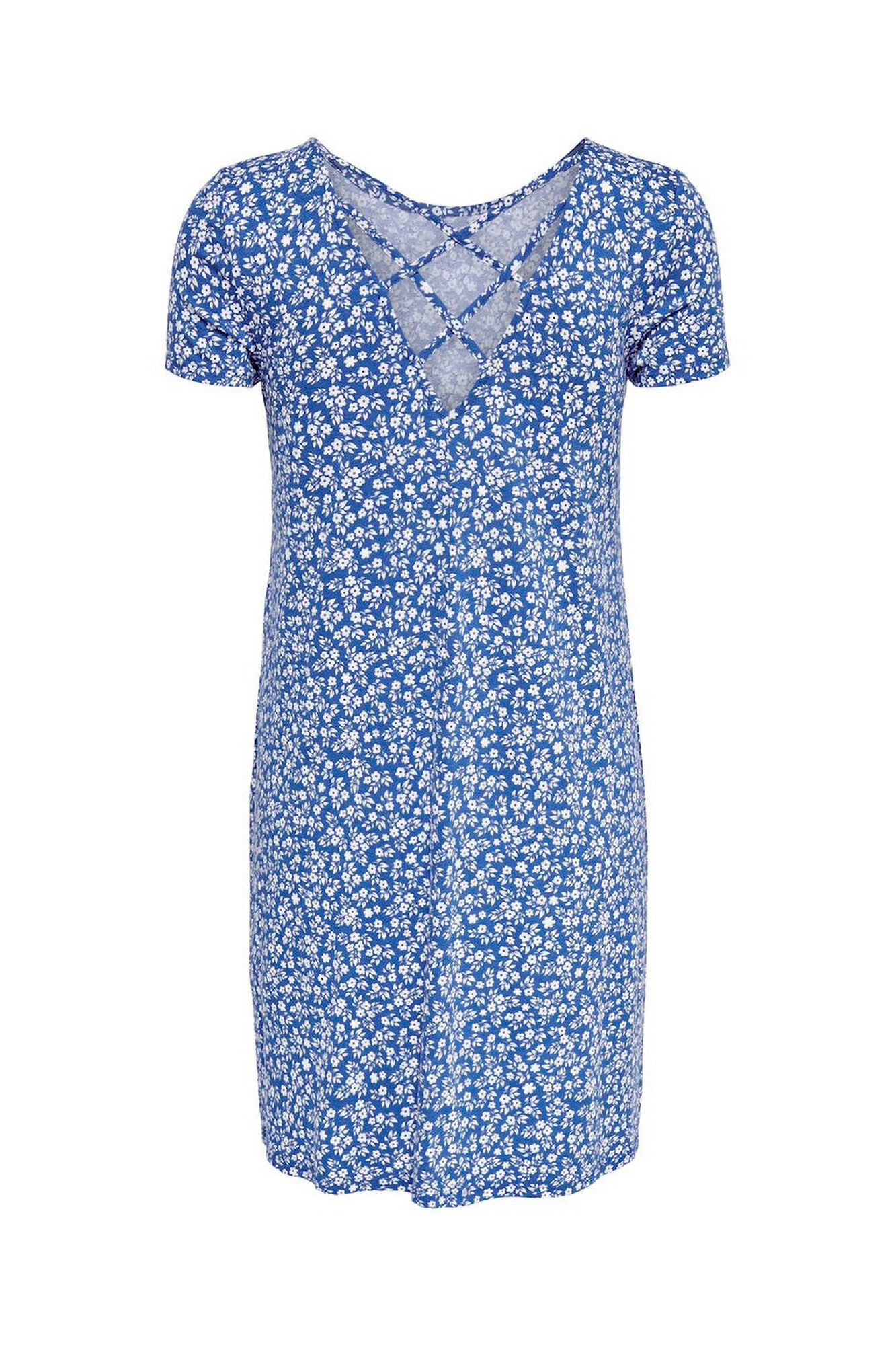 Only Vestido corto manga corta azul tinta