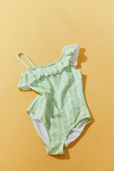 Springfield Kids Traje de ba&ntilde;o asim&eacute;trico ikat para ni&ntilde;a verde