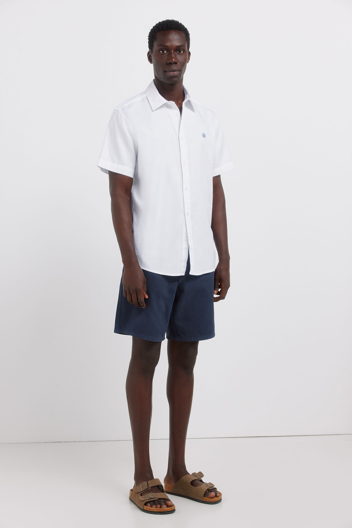 Springfield Camisa de manga corta con estructura bicolor natural