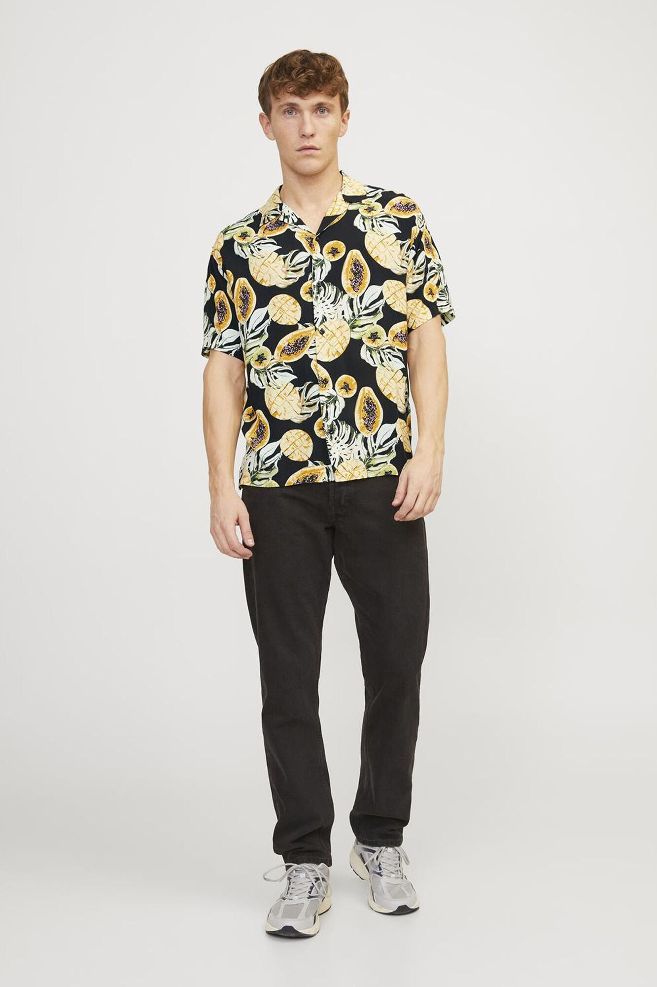 Jack & Jones Camisa relaxed fit estampada negro