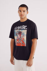 Springfield Playera Gorillaz Plastic Beach negro