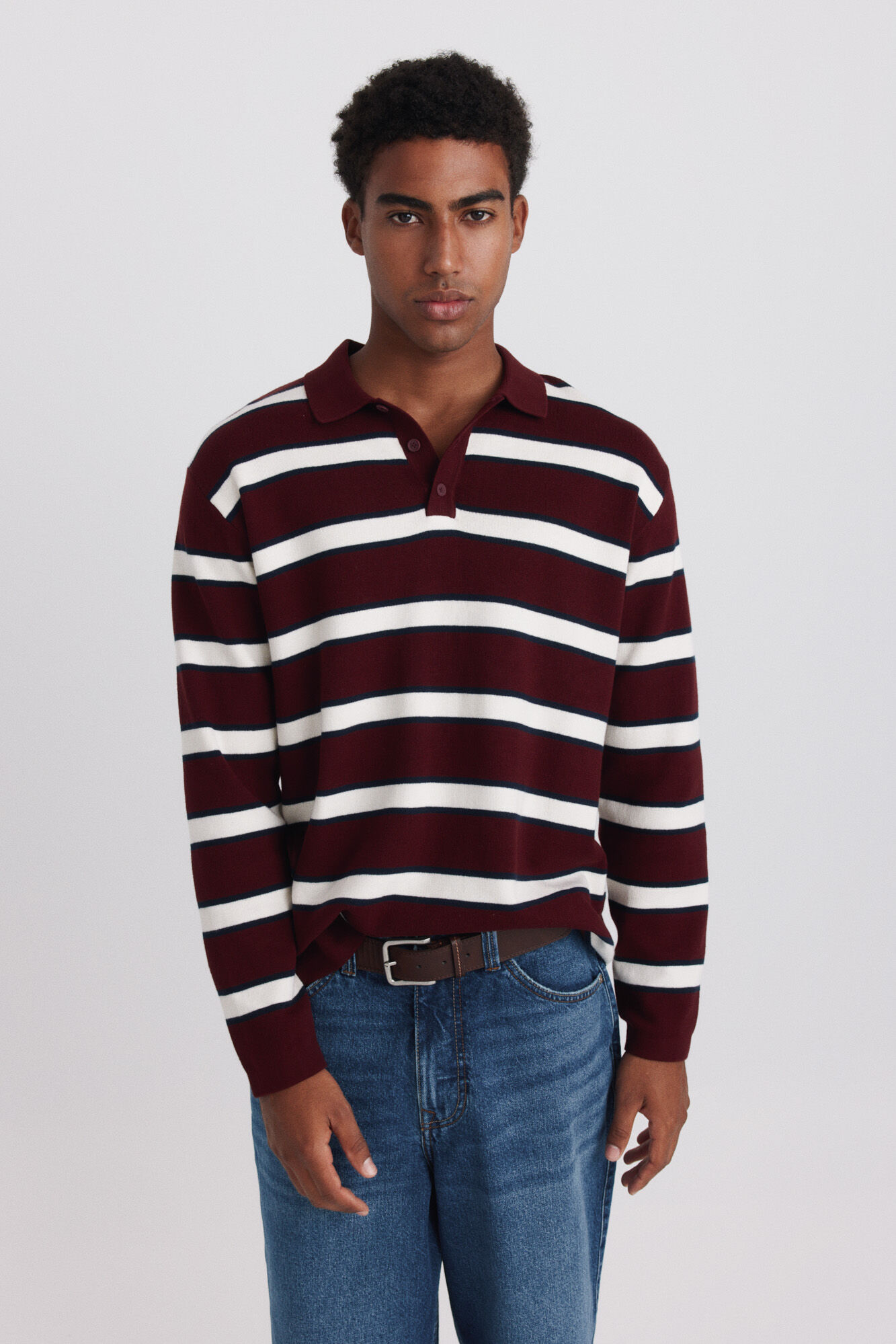 Springfield Polo manga larga de rayas jacquard