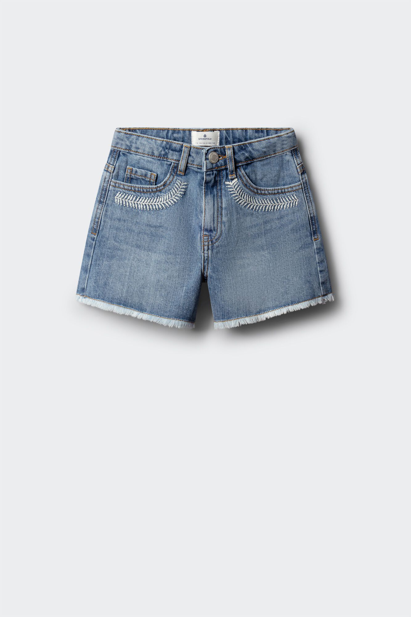 Springfield Kids Short de mezclilla bordado con bolsillos para ni&ntilde;a
