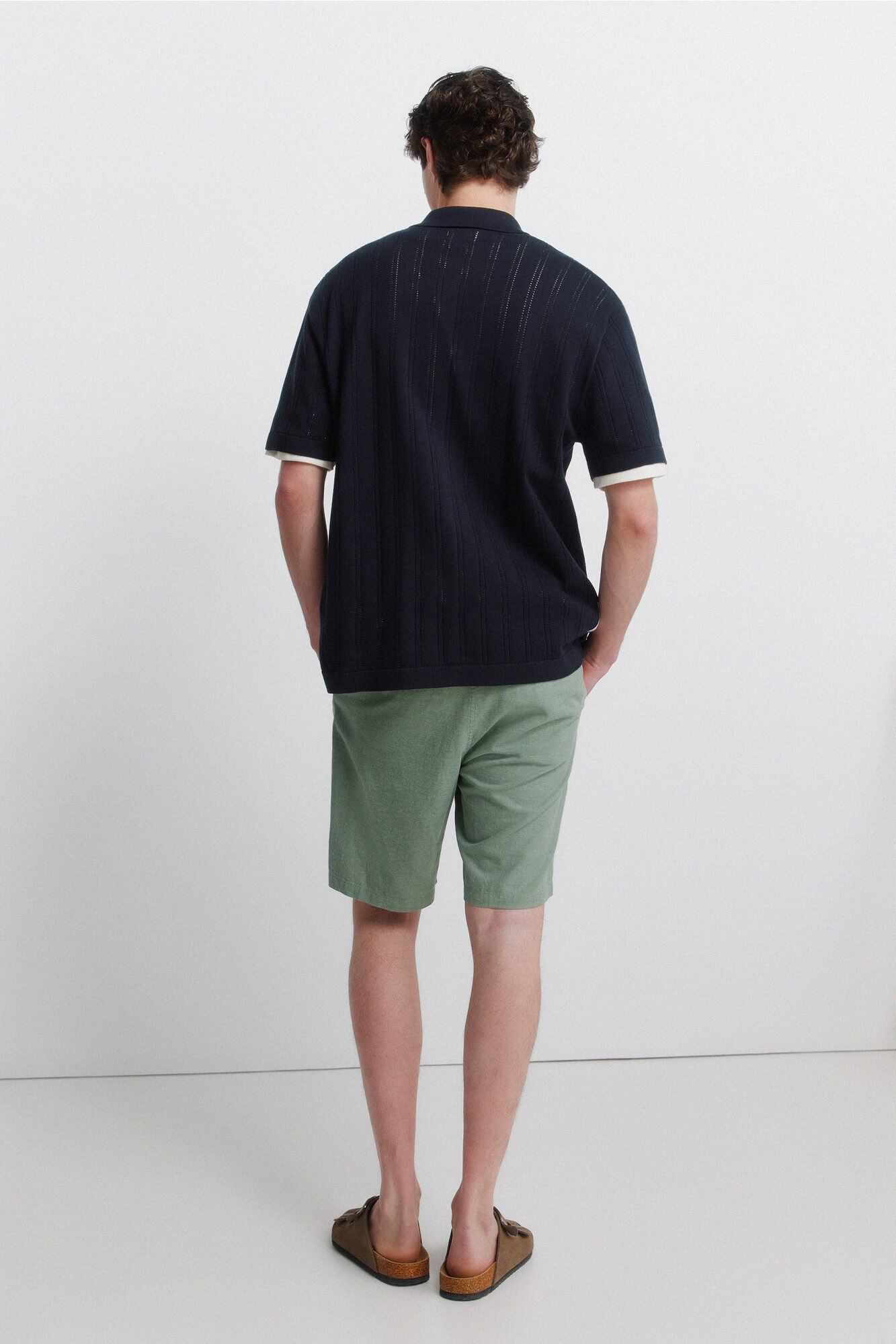 Springfield Bermudas de lino comfort slim fit verde