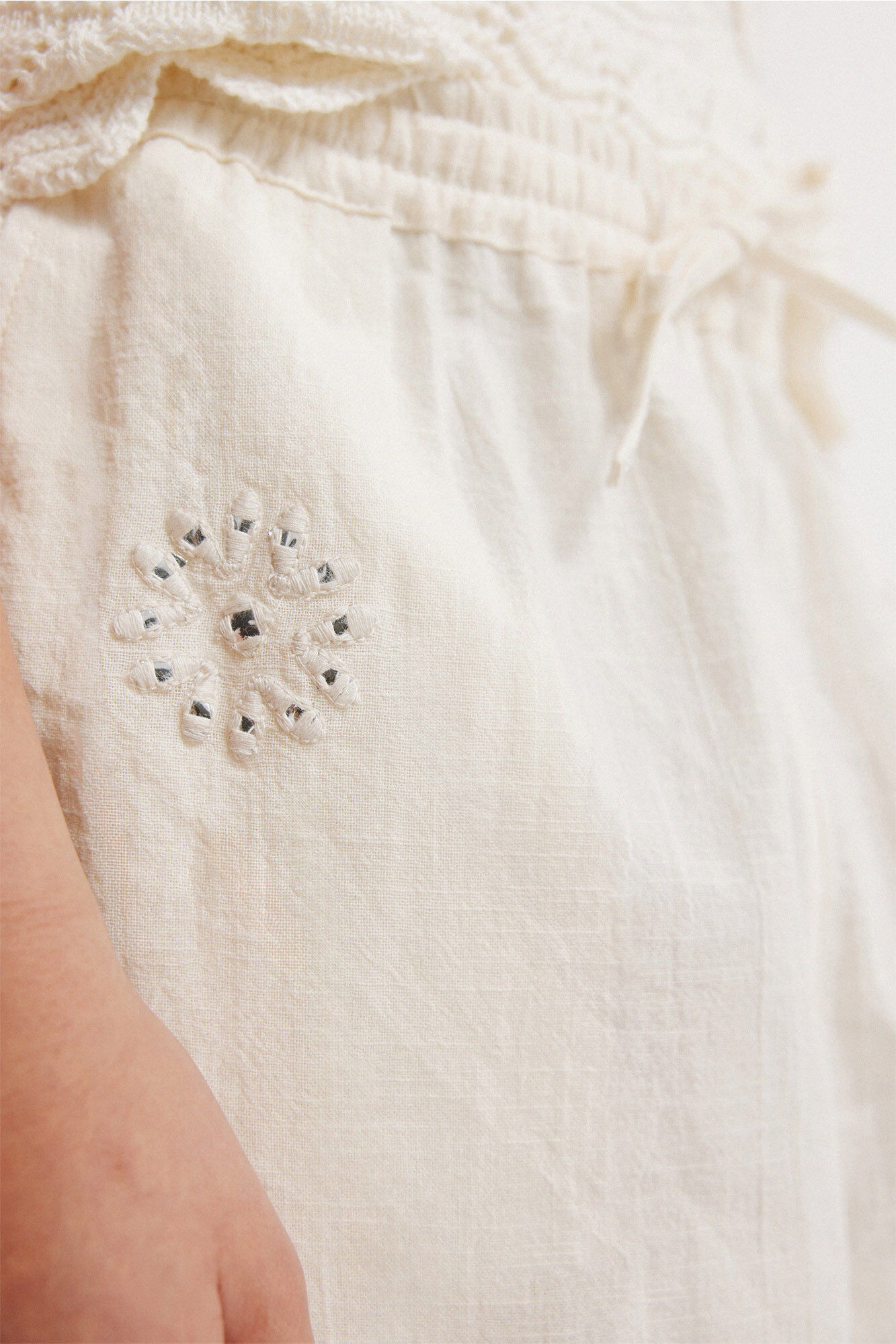 Springfield Kids Pantal&oacute;n fluido con bordados para ni&ntilde;a caf&eacute;