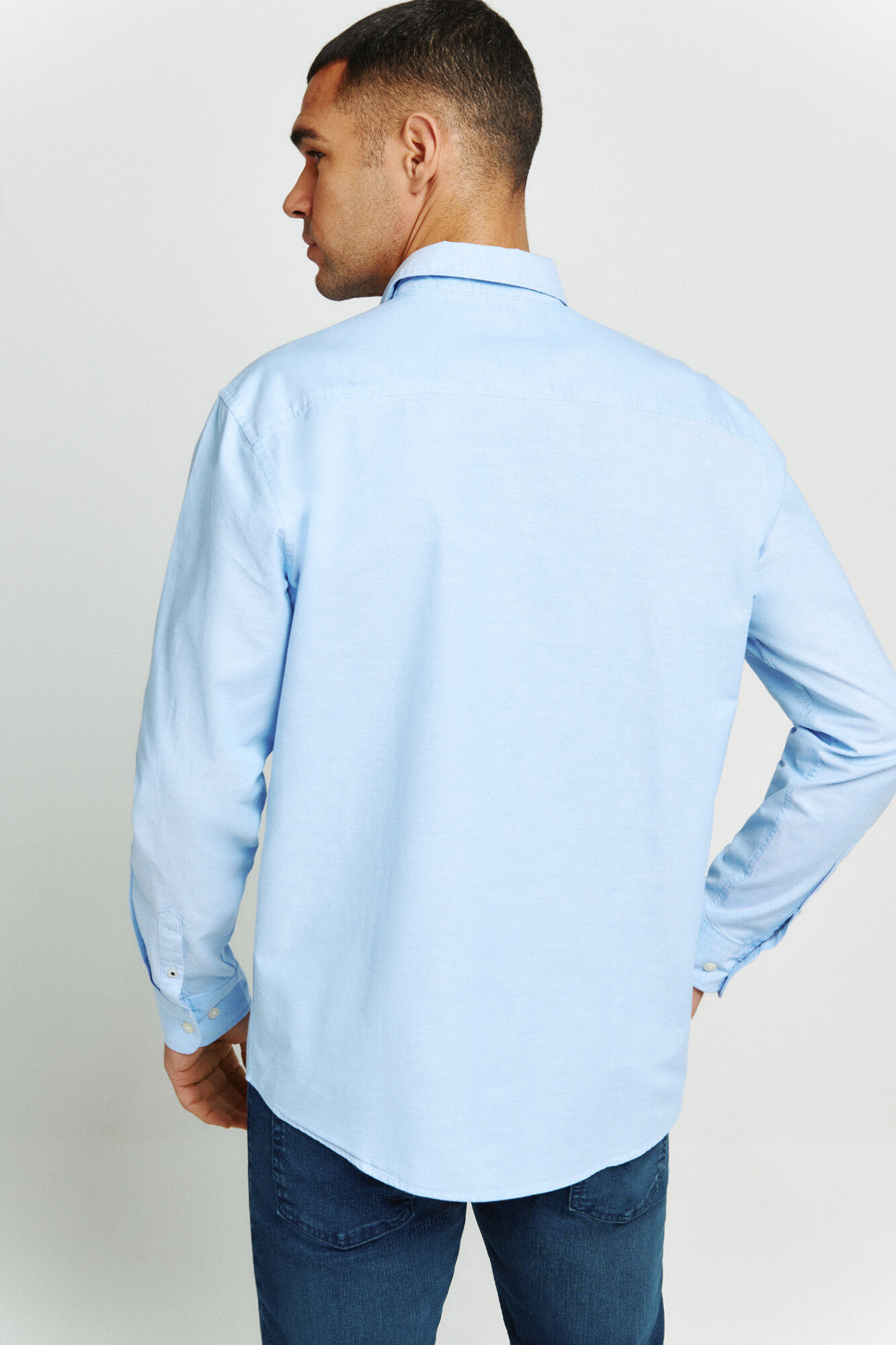 Jack & Jones Camisa oxford de algod&oacute;n azul mezcla