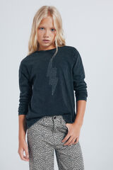 Springfield Playera manga larga rayo diamantes niña gris