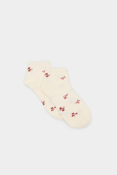 Springfield Calcetín corto motivo floral beige