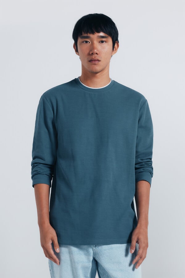 Springfield Camiseta doble tejido waffle azul