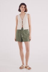 Springfield Shorts lino cinturón trenzado kaki