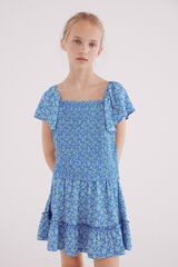 Springfield Top volantes estampado niña  azul indigo