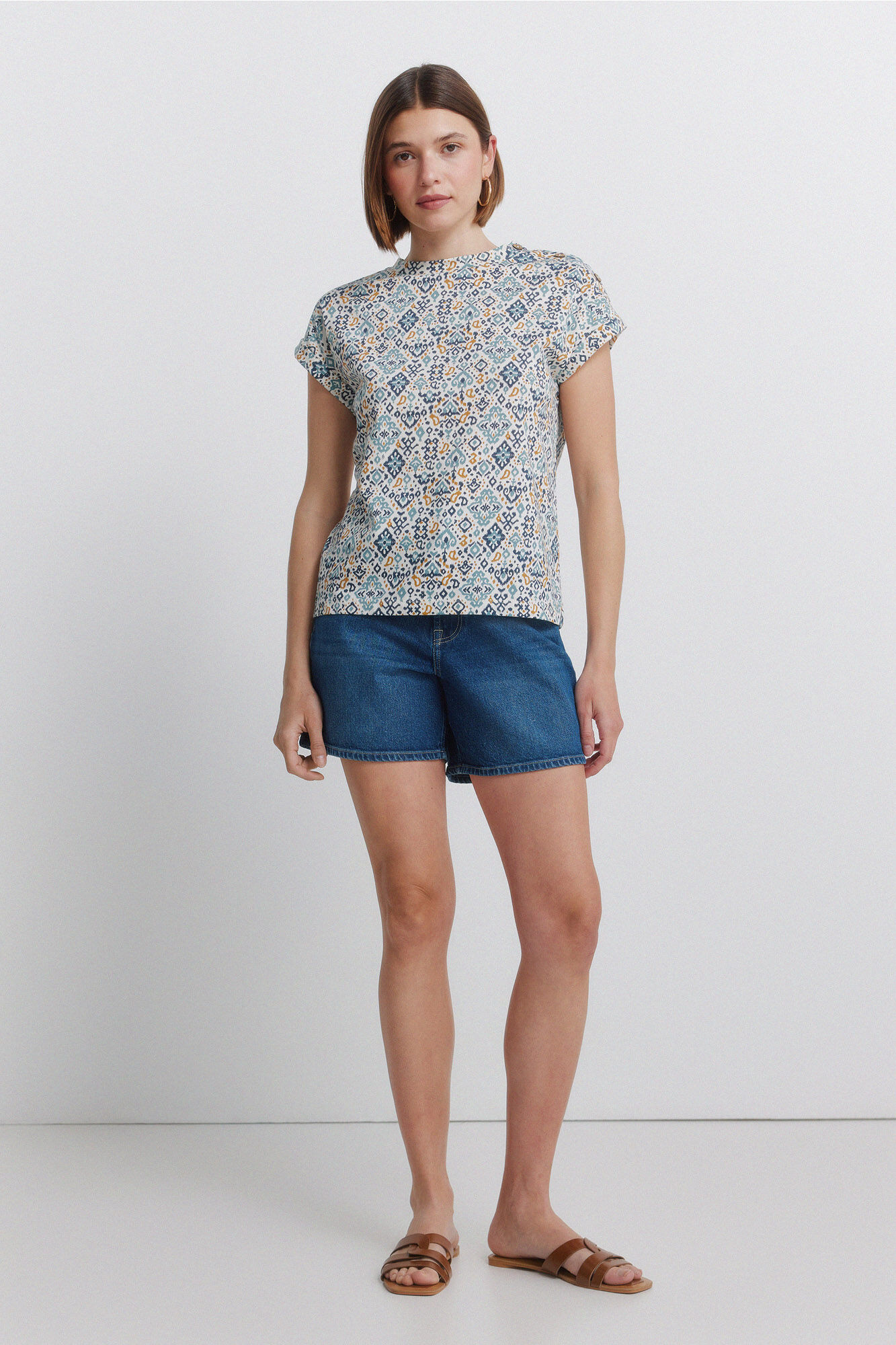 Springfield Playera estampada con botones natural