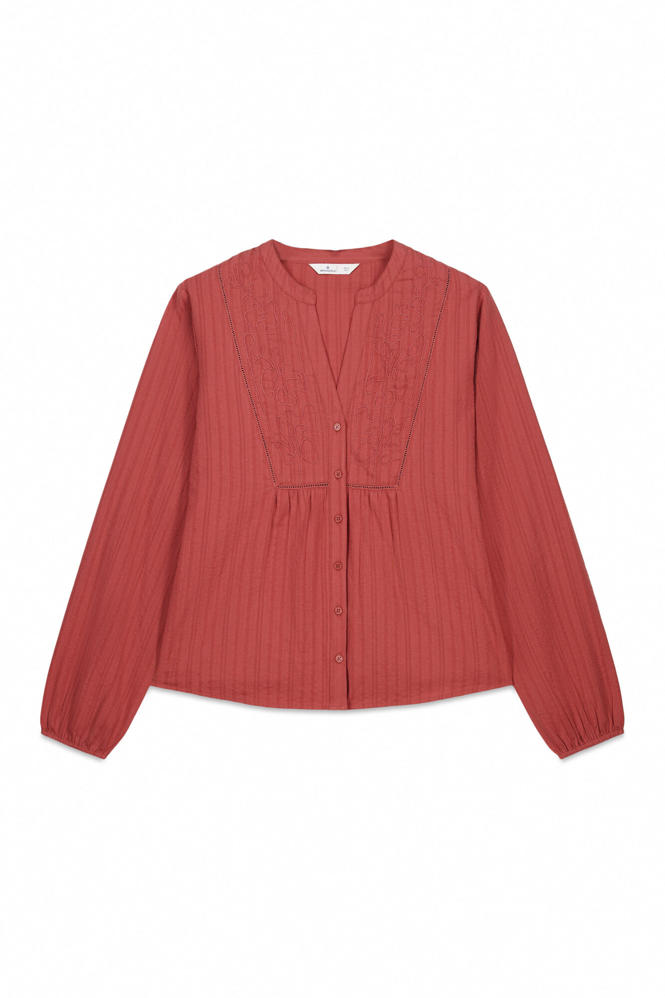 Springfield Blusa manga larga bordada coral