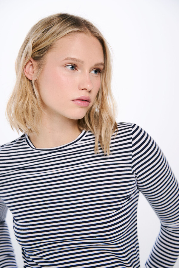 Springfield Playera entallada rayas lúrex marino