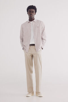 Springfield Camisa rayas algodón slub púrpura