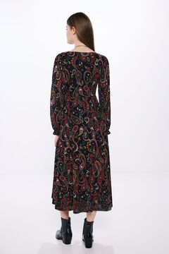 Springfield Vestido midi estampado paisley negro