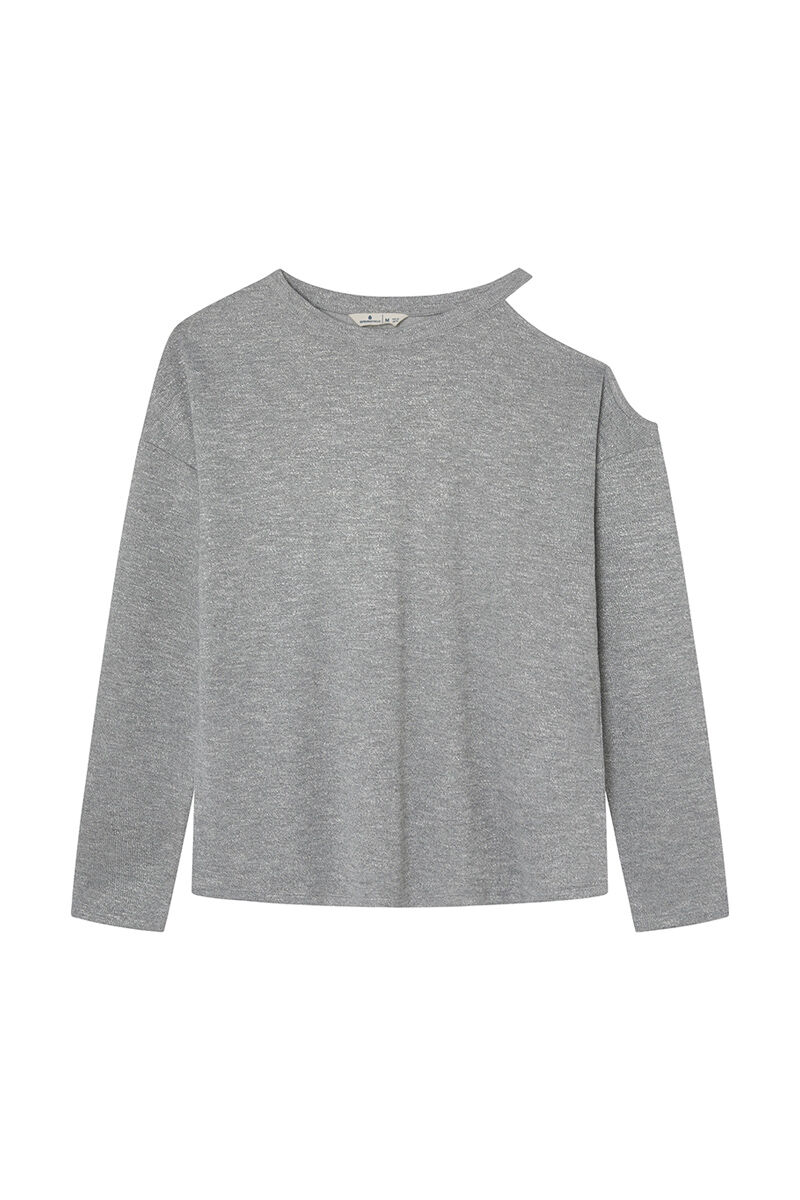 Springfield Playera abertura hombro lurex gris