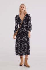Springfield Vestido midi estampado geométrico negro