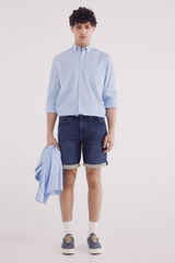 Springfield Bermuda vaquera en knit denim oscuro slim fit turquesa