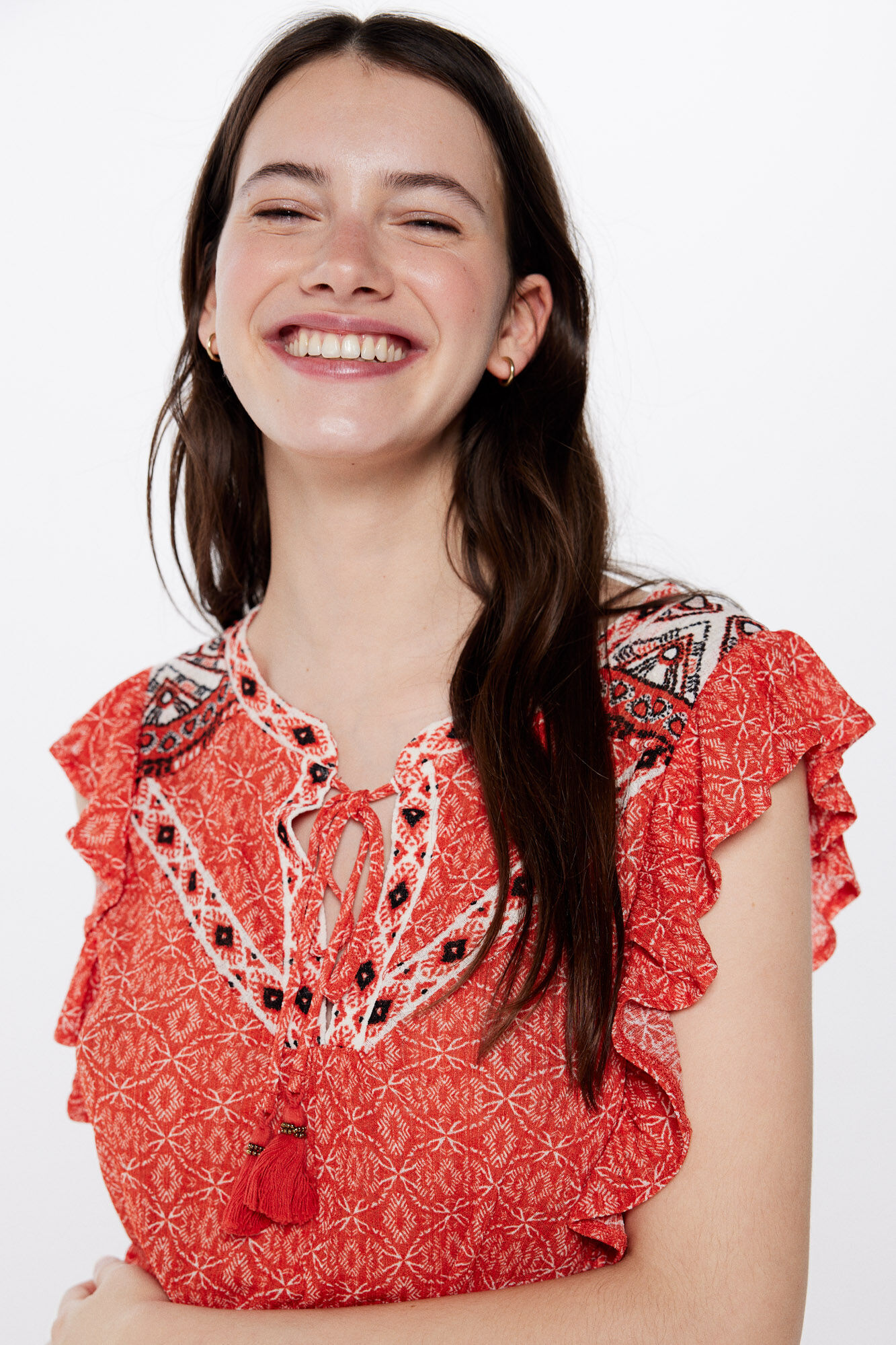 Springfield Top estampado mix cenefas rojo