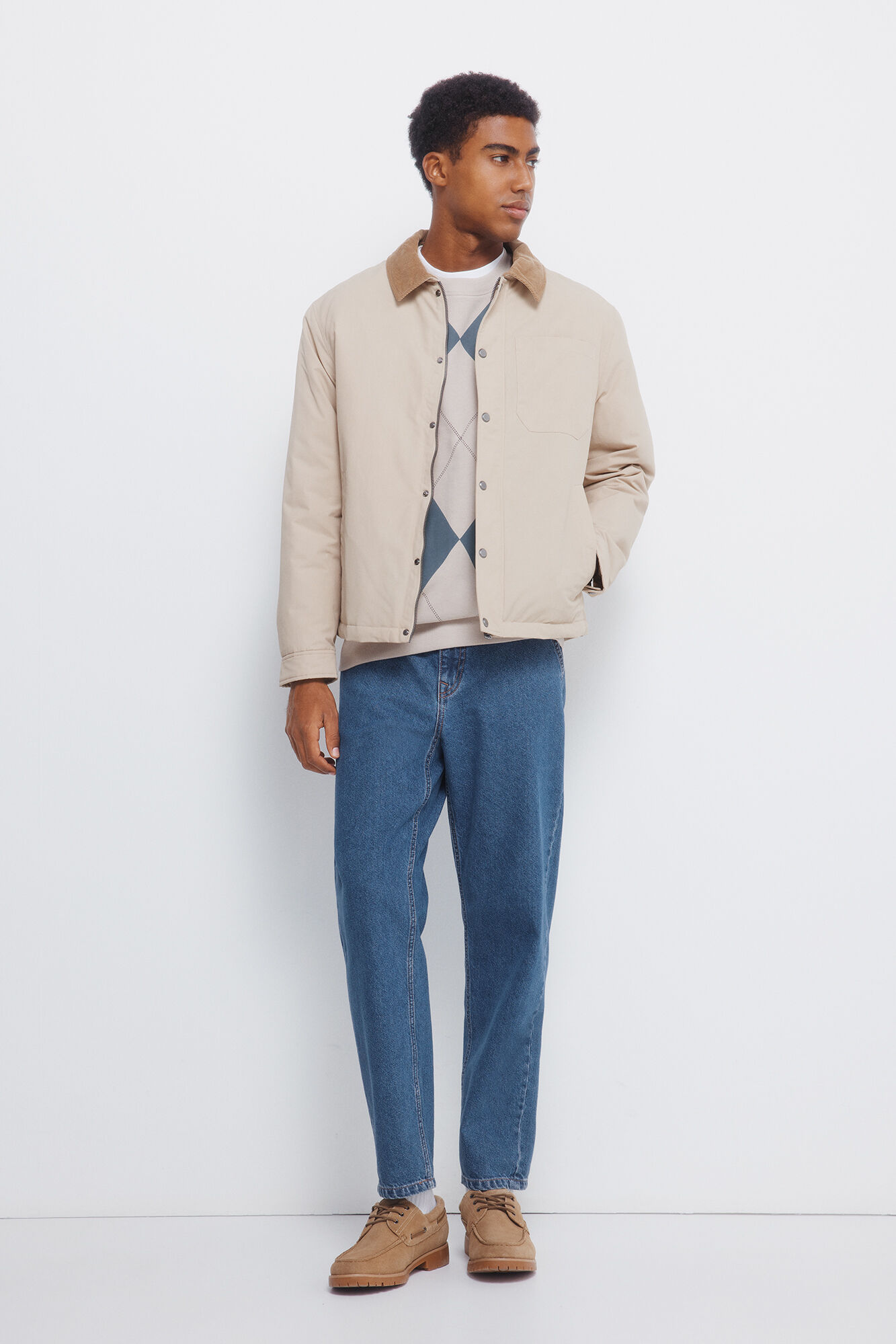 Springfield Chamarra de cuello de pana beige