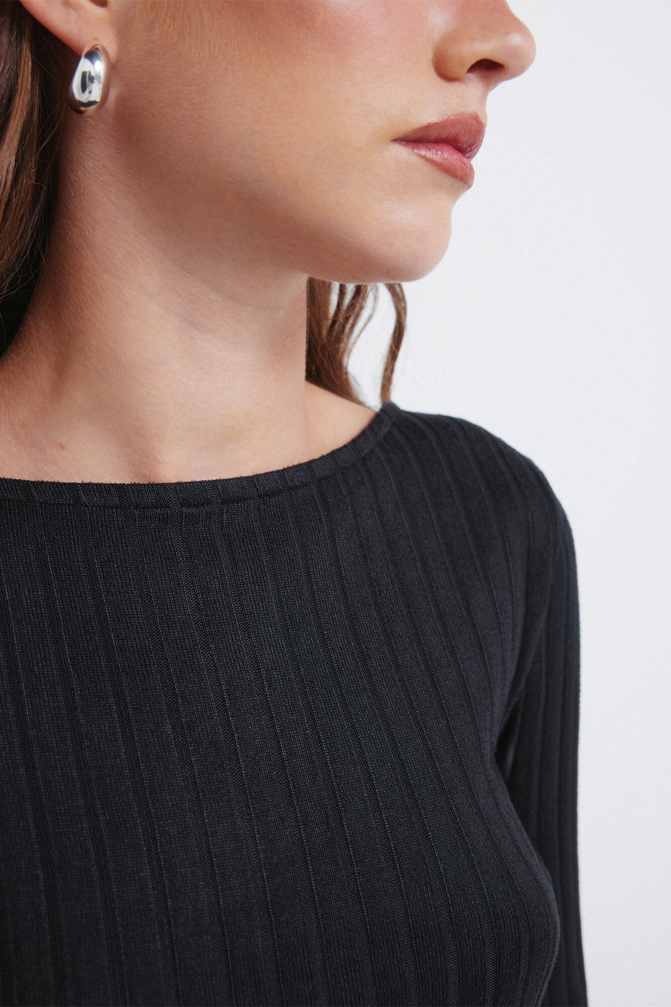 Springfield Playera de escote barco acanalado negro