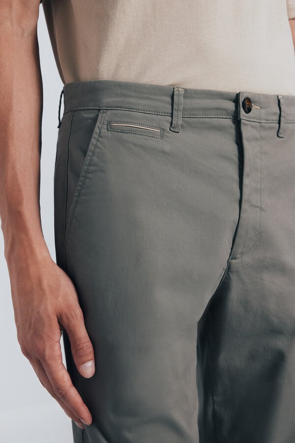 Springfield Pantalón slim fit lavado kaki