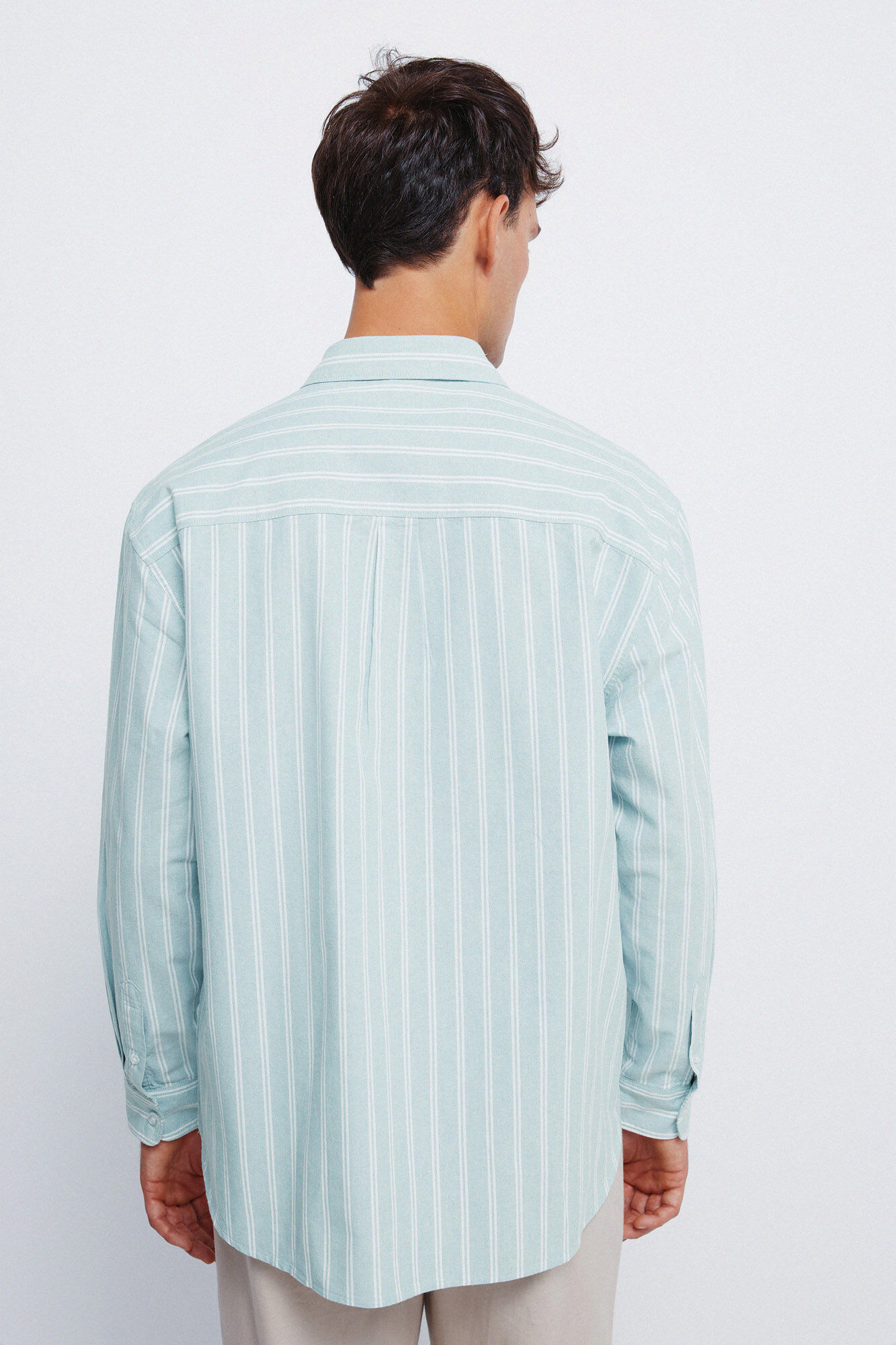 Springfield Camisa Oxford de rayas con bolsillos verde