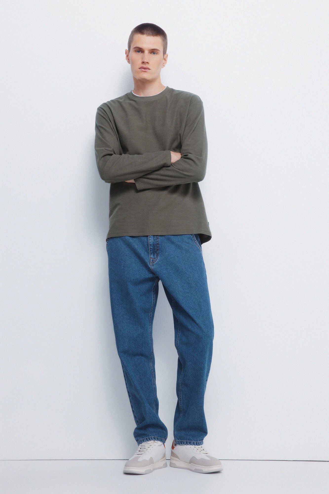 Springfield Camiseta doble tejido waffle caf&eacute;