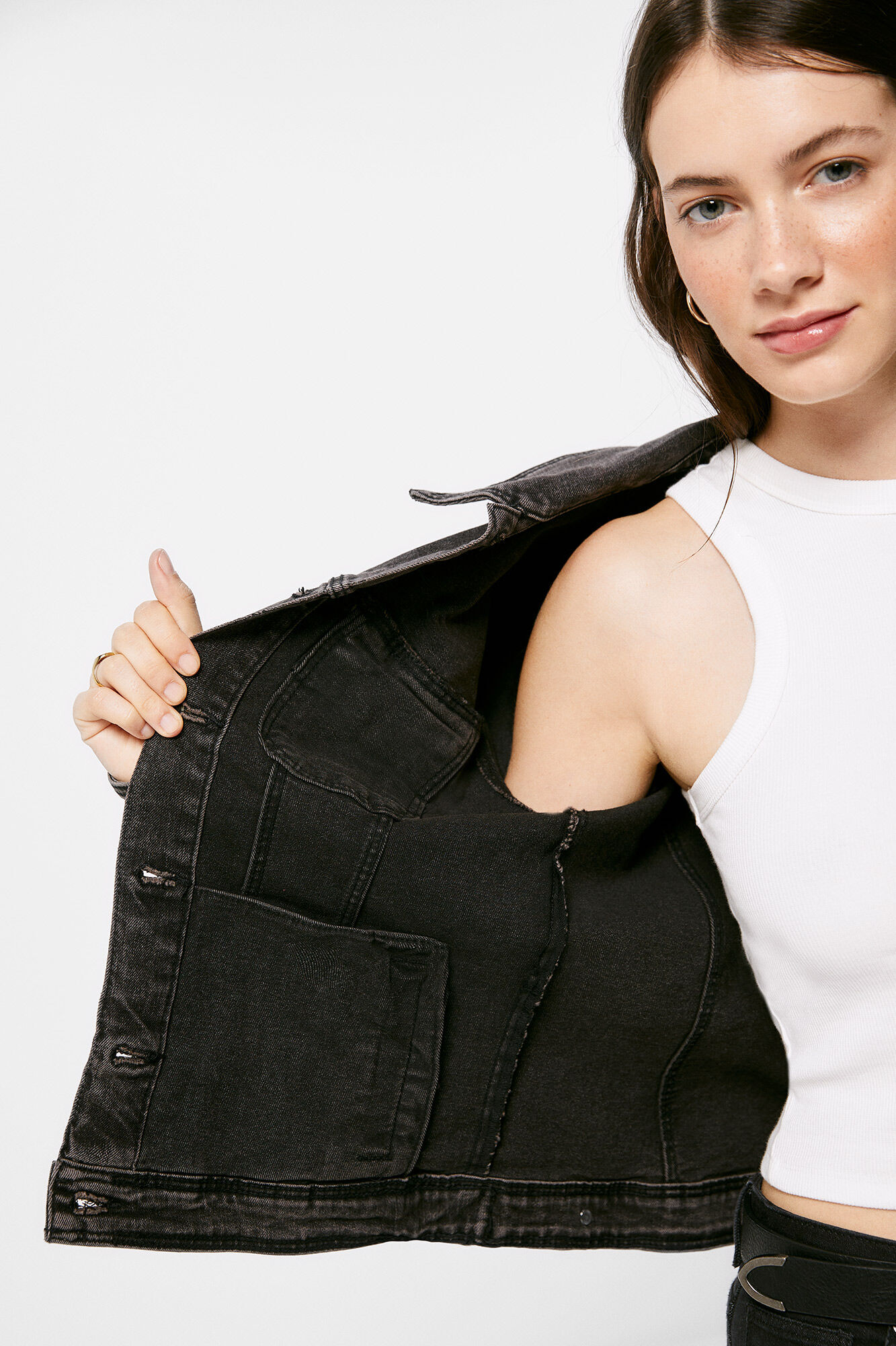 Springfield Chamarra Vaquera Algod&oacute;n negro