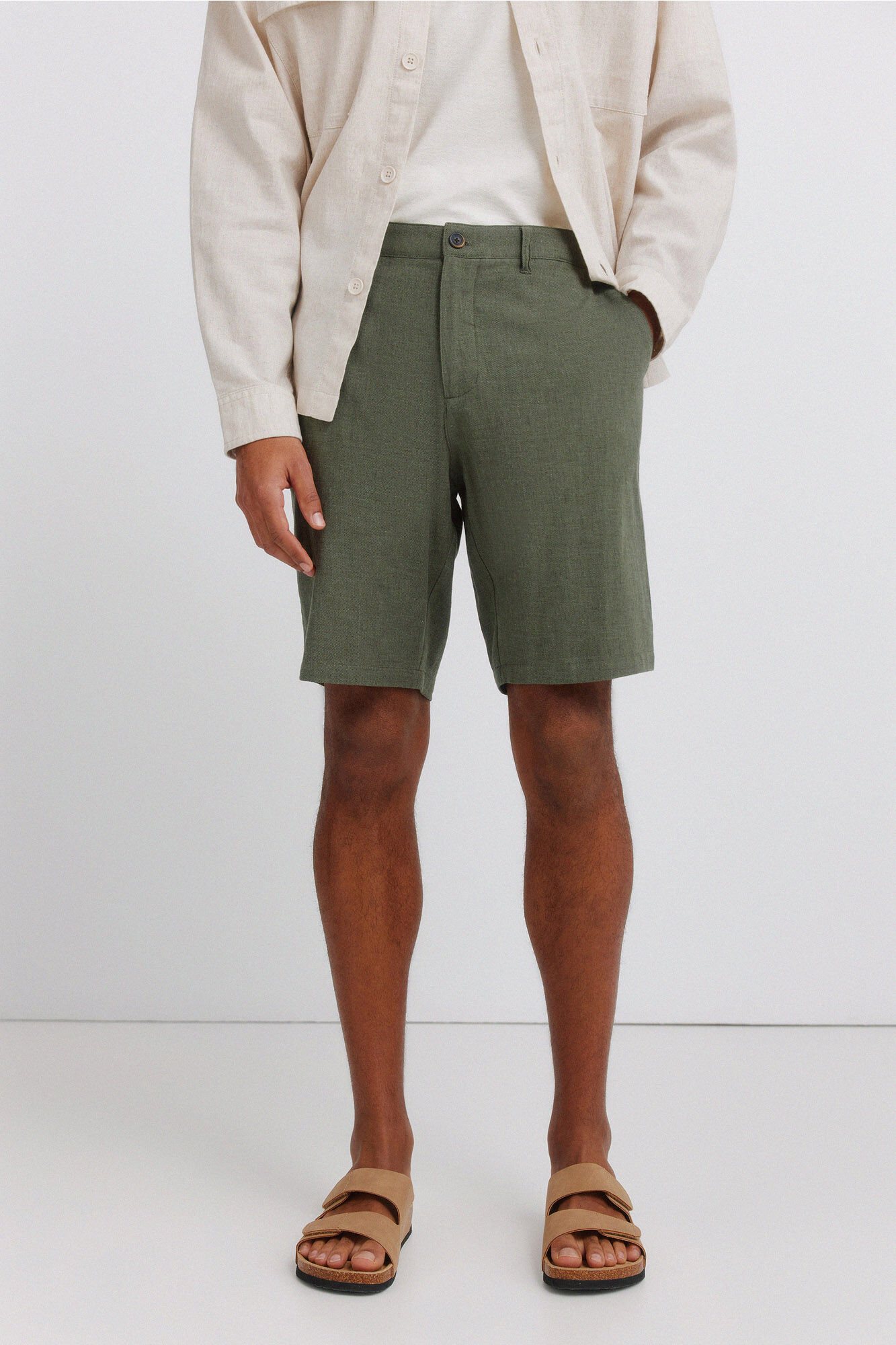 Springfield Bermudas dobby comfort fit de lino