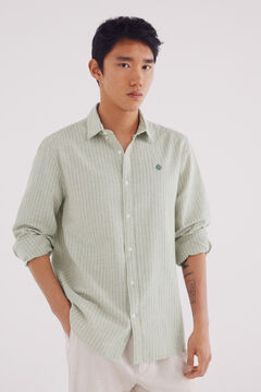 Springfield Camisa lino rayas kaki