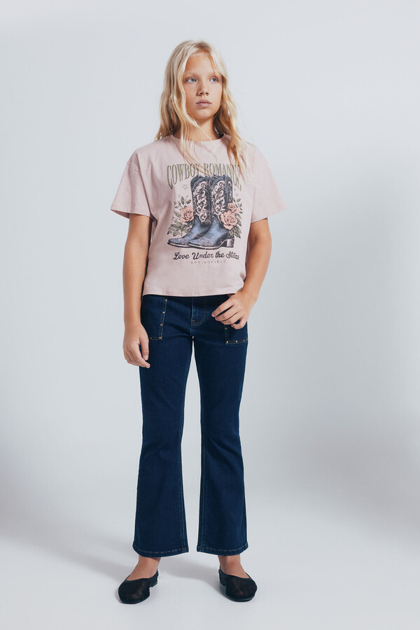 Springfield Kids Playera botas cowboy niña rosa