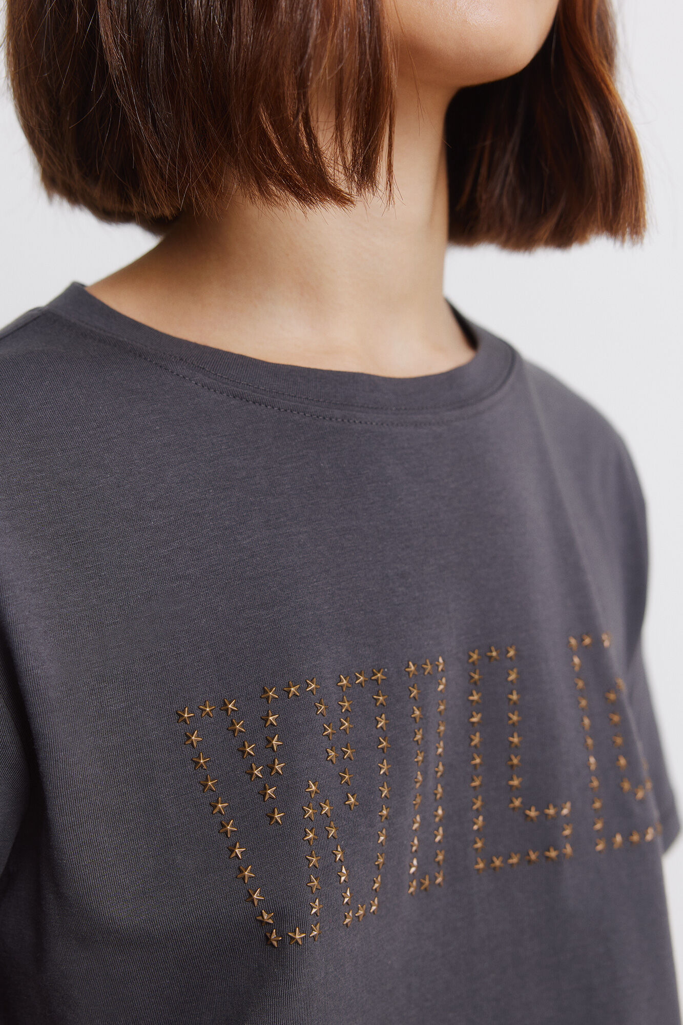 Springfield Playera manga corta con estoperoles de algod&oacute;n gris