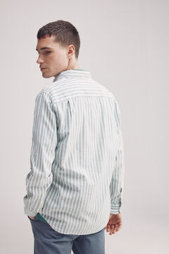 Springfield Camisa rayas algodón slub verde