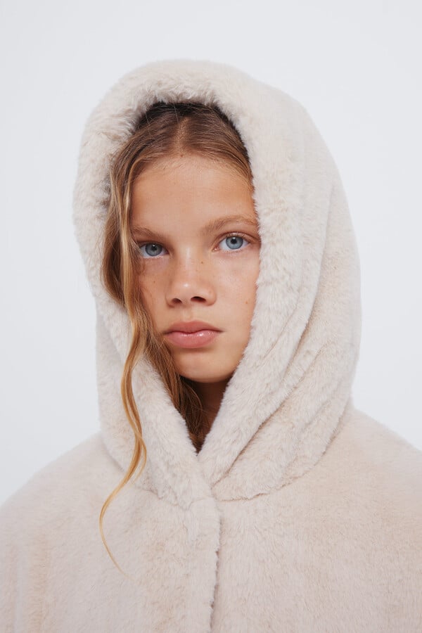 Springfield Kids chamarra de piel de niña beige