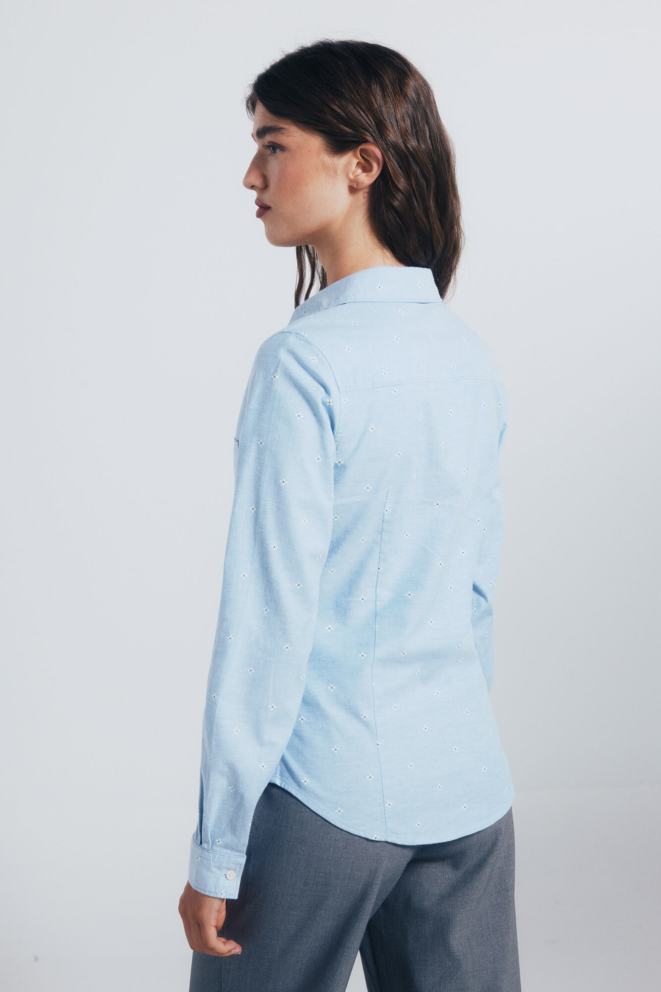 Springfield Camisa oxford cuello abierto azul