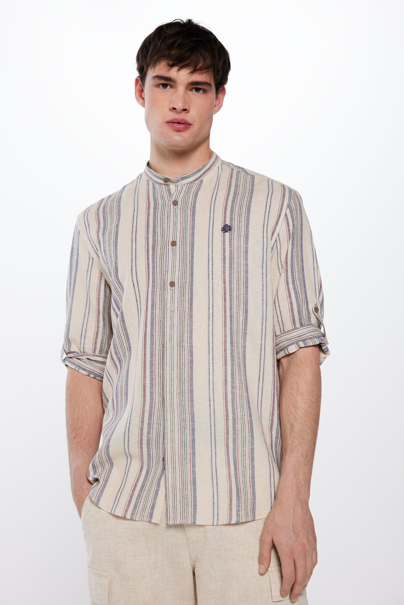 Camisa mao ligera rayas manga 3 4 Camisas de hombre Springfield MX