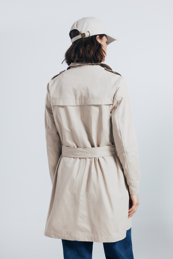Springfield Gabardina abotonada cinturón beige