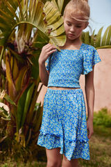 Springfield Falda corta estampada niña azul indigo