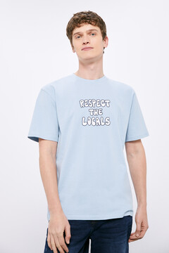 Springfield Camiseta respect the locals azul claro