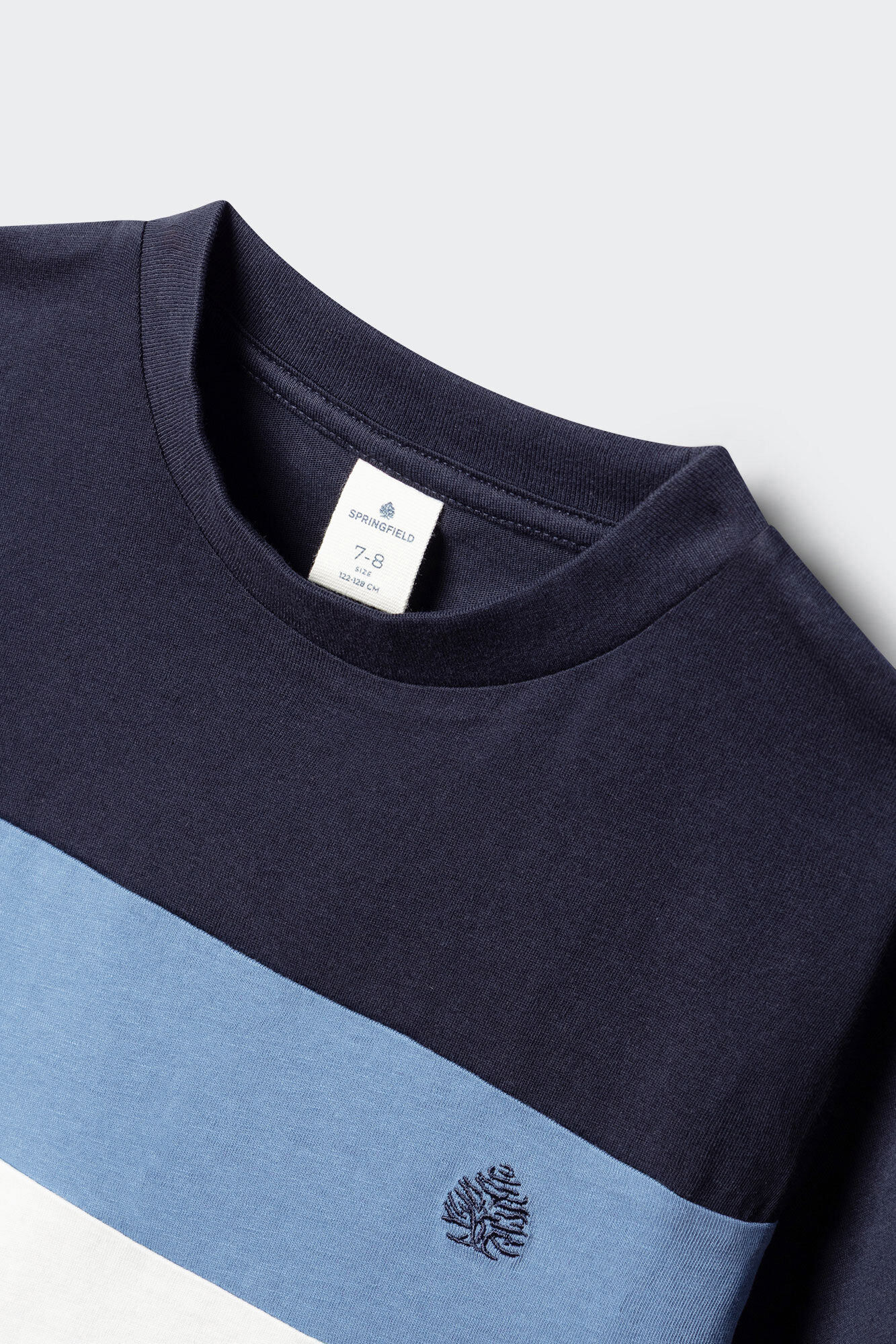 Springfield Kids Playera manga corta color block para ni&ntilde;o azul